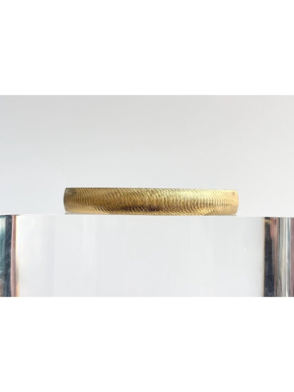 Gold Toned Fluted Textured Domed Vintage 80's Style Bangle Bracelet